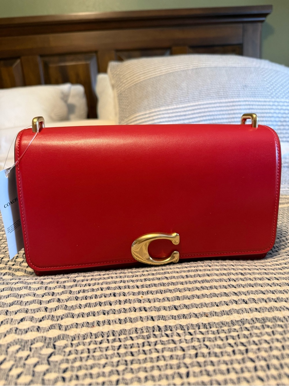NWT Coach Smooth Leather Bandit Shoulder Bag in Red